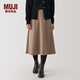 無印良品（MUJI）女式 彈力起毛 寬擺裙 長半身裙女秋冬款裙子 BE1TDC4A 深咖啡色 S (155/62A)