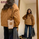 憶思減今年流行焦糖色菱格棉服女2025冬季新款爆款高級感超好看棉衣外套 焦糖色 M 建議105-120斤以下