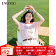 LAGOGO可愛(ài)斑點(diǎn)狗粉色T恤女拉谷谷2025年夏季新款撞色圓領(lǐng)短袖 粉紅色 M