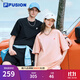 FILA FUSION斐樂潮牌情侶款男士女士針織短袖衫2025春新品舒適寬松T恤 正黑色-BK 2XL