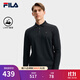 FILA 斐樂官方男子針織長(zhǎng)袖POLO衫2025秋季新款時(shí)尚休閑基礎(chǔ)上衣 正黑色-BK XL 180/100A/XL