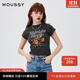 moussy 【熱銷爆款】甜美字母花卉印花修身短袖T恤028ISQ90-4211 021淺黑色 均碼