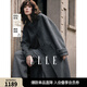 ELLE【100%綿羊毛】灰色連帽毛呢外套女2025冬季新款長款羊毛大衣 中灰 S