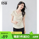 歐莎（OSA）【鎖骨T恤】純色短袖T恤女2025年夏季新款顯瘦法式蕩領(lǐng)上衣七夕 杏色 XL