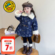 G.DUCKKIDS小黃鴨女童外套秋冬加絨2025新款寶寶冬裝兒童牛仔風(fēng)衣中長(cháng)款上衣 牛仔深藍色 90 建議1~2歲【 80-90cm】cm