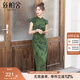 絲柏舍新中式旗袍2025夏裝新款女裝復古短袖立領(lǐng)中長(cháng)款連衣裙
