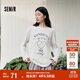 森馬（Semir）長(zhǎng)袖T恤女秋季oversize印花蝴蝶結(jié)2025少女感套頭衫10A525101006