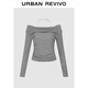 UR2026春季新款女裝休閑格雷系掛脖褶皺長(cháng)袖T恤UWJ450173 冷灰 L