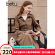 百圖betu女裝秋冬新款連衣裙時髦拼接兩件式法式復(fù)古裙子2310T92 咖啡色 L