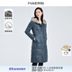 娜爾思（NAERSI）水貂毛領(lǐng)白鴨絨長(cháng)款綿羊皮羽絨服外套女冬新款 灰群青色 3XL