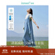 茵曼涼感漢麻牛仔連衣裙女夏百搭休閑風T恤背帶裙子 牛仔藍 XL 
