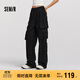 森馬（Semir）休閑褲女冬加絨寬松拖地闊腿褲拽姐松弛感炸街工裝褲101724127018