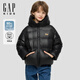 蓋璞Gap男童秋季款logo連帽羽絨服寬松兒童裝面包服外套824323 黑色 150 cm(12-13歲) 亞洲尺碼