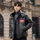 WVD冬季新款海寧綿羊皮真皮男士短款羽絨服男連帽加厚保暖休閑外套 黑色 M 125斤以下