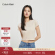 Calvin Klein Jeans夏季女士休閑ck印花百搭圓領(lǐng)辣妹短款正肩短袖T恤J221172 ACI-淺卡其色 S
