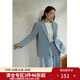 獨束大碼女裝輕職場通勤翻駁領西裝外套女春季微胖mm簡約氣質上衣 晨霧藍 XL （尺碼：3）
