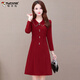 啄木鳥(niǎo)娃娃領(lǐng)長(cháng)袖連衣裙女2025秋季新款韓版時(shí)尚洋氣減齡中長(cháng)款顯瘦裙子 酒紅色 L 95-105