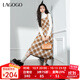 LAGOGO復古格紋連衣裙女拉谷谷2024年冬季新款收腰長(cháng)款背心裙子 混色(Y0) L