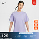 耐克勾勾女子寬松純棉T恤休閑刺繡針織棉舒適NIKE FD4150 533冰艷紫丁香 XL