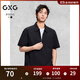GXG男裝 戶(hù)外工裝休閑polo男半拉鏈翻領(lǐng)短袖寬松上衣G24D242023 黑色 L