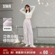 森馬（Semir）休閑褲女質(zhì)感慕斯褲慵懶垂感秋季寬松軟糯肌理闊腿褲107524127005