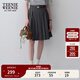 Teenie Weenie小熊女裝春夏休閑時(shí)尚高腰百褶半身裙可拆卸腰帶短裙 深灰色 S (160)