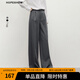 紅袖寬松顯瘦西裝休閑褲秋季2024新款女裝立體壓褶中腰顯瘦闊腿長(zhǎng)褲 深灰080 L
