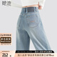 她池水洗牛仔褲2025秋裝新款女裝復古高腰寬松長(cháng)款直筒褲