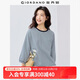 佐丹奴T恤女春夏新款純棉減齡撞色條紋圓領(lǐng)七分袖上衣女13325213 69海霧藍/軍藍 XL
