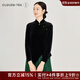 浮云堂.風(fēng)」暮色.中式復古黑色絲絨襯衫女裝新款2025春秋禪意內搭打底衫 黑色 M