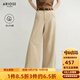 艾諾絲雅詩(shī)【商場(chǎng)同款】2025秋季新品百搭丹寧長(zhǎng)絨棉直筒牛仔褲子女40713203 淺咖色 M