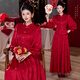 景華年喜慶訂婚禮服新中式女漢服國風(fēng)民族風(fēng)復古上衣半身裙套裝唐裝提花 紅色半身裙 M （建議85-110斤）
