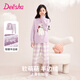 笛莎（DEESHA）兒童半邊絨睡衣寶寶加絨家居服套裝女童套頭可外穿秋冬珊瑚絨