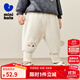 迷你巴拉男女童秋冬新款可愛(ài)寶寶加絨毛絨長(cháng)褲子 淺卡其50311 90