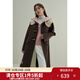 獨束大碼女裝娃娃領(lǐng)雙面羊毛大衣女冬裝新款微胖mm牛角扣呢子外套 巧克力棕 M (尺碼：1)