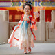 萌乎漢服女童2025春秋款兒童古風(fēng)高端超仙國(guó)風(fēng)連衣裙女孩中式表演襦裙 紅色（含披帛） 120
