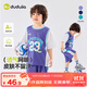 嘟嘟家兒童運動(dòng)套裝夏季透氣網(wǎng)眼男童足球服夏裝寶寶褲子女童裝 紫色110