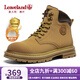 楓葉（leaveland）大黃靴男2025秋冬新品英倫風(fēng)經(jīng)典工裝靴男戶(hù)外休閑保暖馬丁靴子男 加絨-土黃色（情侶款） 38 (皮鞋碼)