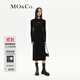 MO&Co.針織裙連衣裙含綿羊毛輕暖LOGO章仔小圓領開叉黑色摩安珂 黑色 L 170