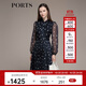 PORTS寶姿秋冬新款優(yōu)雅長袖波點連衣裙LM9D051NPP067 丈青印花 S (4)
