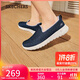 斯凱奇（Skechers）女鞋冬季軟底百搭休閑鞋厚底加絨一腳蹬健步鞋輕便運動(dòng)鞋124676