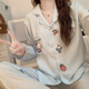 JIOESC帶胸墊睡衣女生2025新款春秋季長(cháng)袖卡通可愛(ài)Hellokitty家居兩件套 口袋kitty貓 XL 【120-140斤】