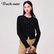 塔馳密司（touchmiss）輕奢設計感通勤針織衫女士秋季新款氣質(zhì)釘珠小個(gè)子毛衣女外套 黑色 L