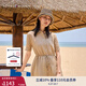 TOMMY HILFIGER【舒適亞麻】25春夏新款女裝度假風(fēng)氣質(zhì)收腰顯瘦襯衫連衣裙 卡其色AEG S 34
