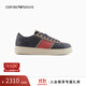 EMPORIO ARMANI/阿瑪尼官方旗艦新款男輕戶(hù)外拼接綁帶復古休閑運動(dòng)板鞋秋冬 MZ316-深藍色 43