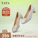 他她（TATA）氣質(zhì)方扣單鞋女鞋2025新粗跟高跟鞋法式鞋子女鞋7YO01AQ4 蘭灰 39