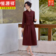 恒源祥新中式毛呢套裝裙2025秋冬新款時(shí)尚氣質(zhì)感顯瘦半身裙兩件套女 棕紅色 XL 適合(121------130斤)