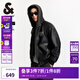 杰克·瓊斯（JACK&JONES）25年男裝秋冬潮流美式街頭風(fēng)重磅PU連帽棉服男仿皮衣短款棉衣外套 黑色E40 L 180