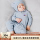 OAK FAMILY新生兒寶寶蓄熱嬰兒連體衣打底衣百天衣服滿月保暖內衣 灰藍色套裝 （熊耳帽+連體衣） 80cm （推薦9~18個月）