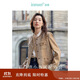 茵曼法式優(yōu)雅小香風(fēng)短外套女秋毛邊名媛高級感休閑上衣 淺駝色 L 
